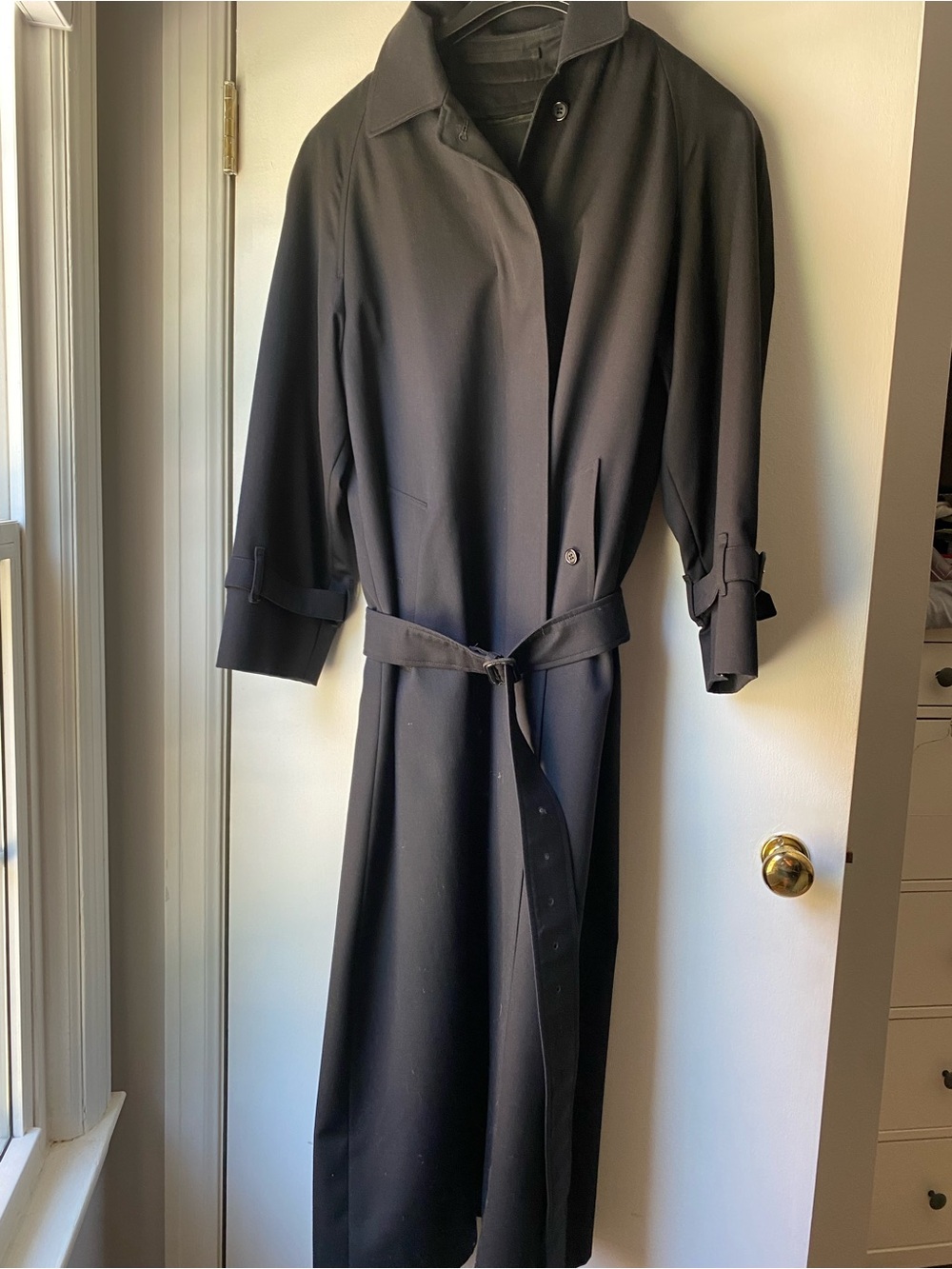 Burberry Black Long Trench Coat with Belt